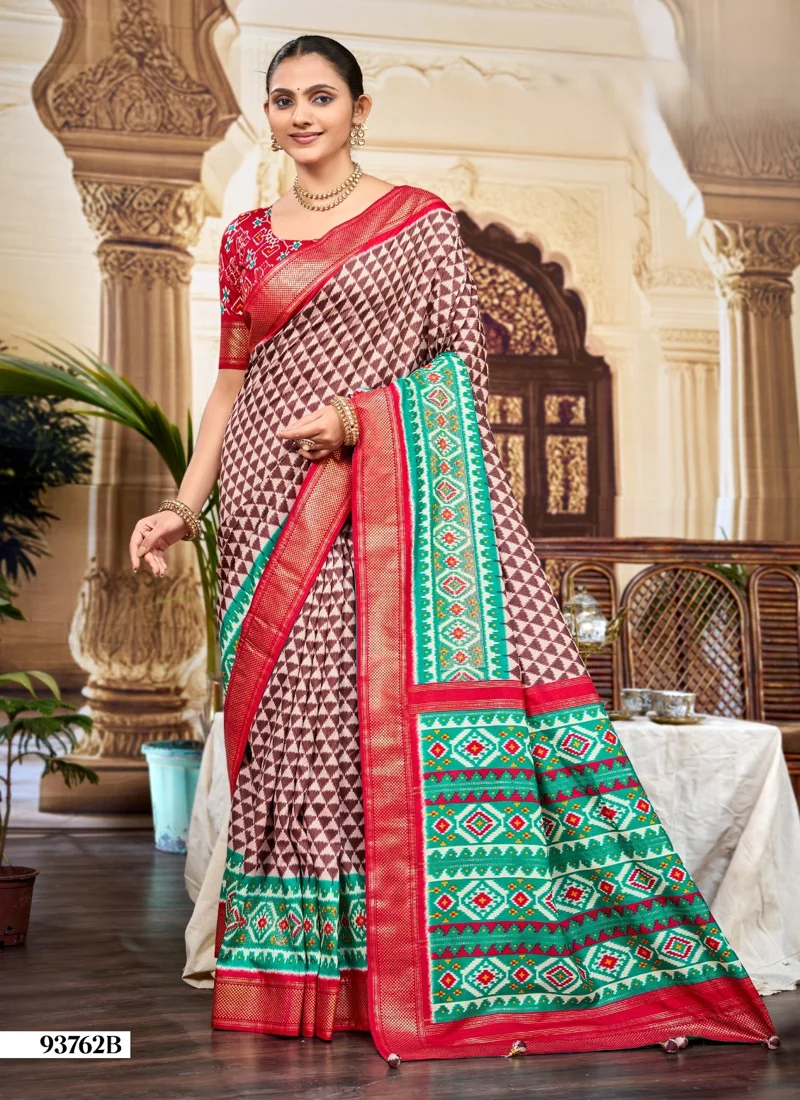 Multicolor Dola Silk Printed Designer Saree for Women - HLS00133