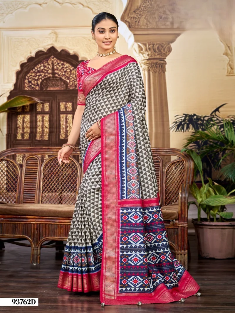Multicolor Dola Silk Printed Designer Saree for Women - HLS00135