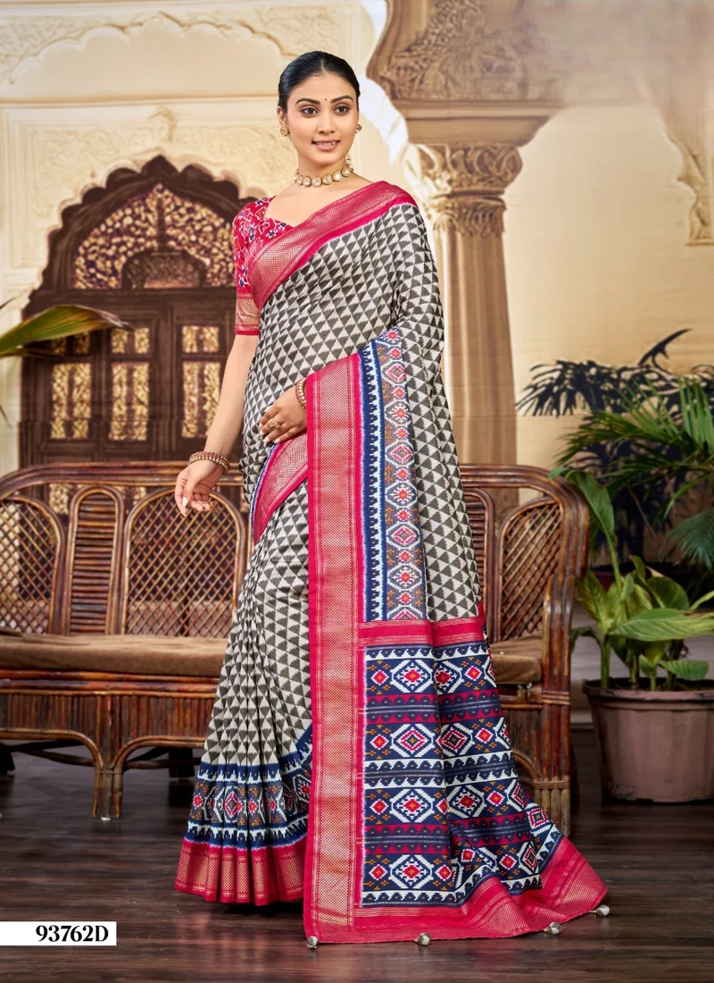 Multicolor Dola Silk Printed Designer Saree for Women - HLS00135