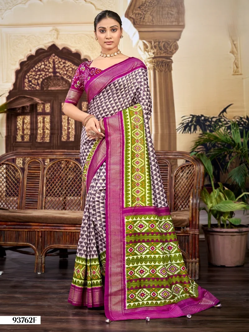 Multicolor Dola Silk Printed Designer Saree for Women - HLS00136