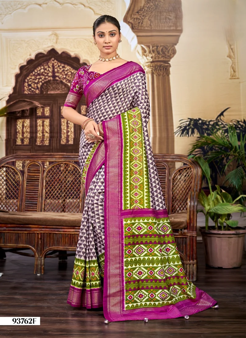 Multicolor Dola Silk Printed Designer Saree for Women - HLS00136