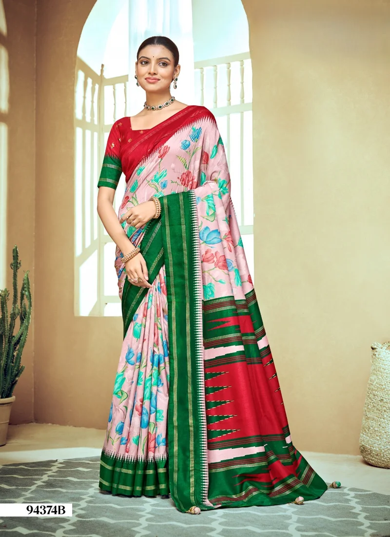 Multicolor Dola Silk Printed Designer Saree for Women - HLS00137