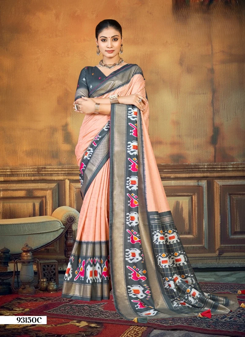 Cream Dola Silk Printed Designer Saree for Women - HLS00146