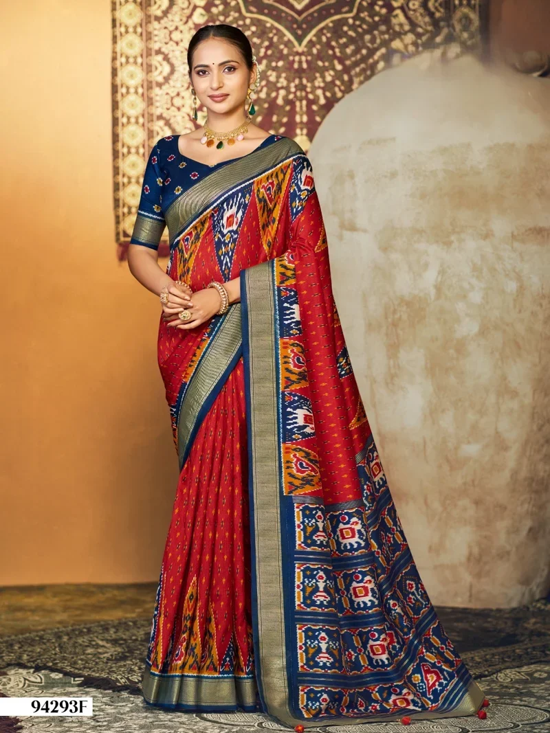 Red Dola Silk Printed Designer Saree for Women - HLS00147