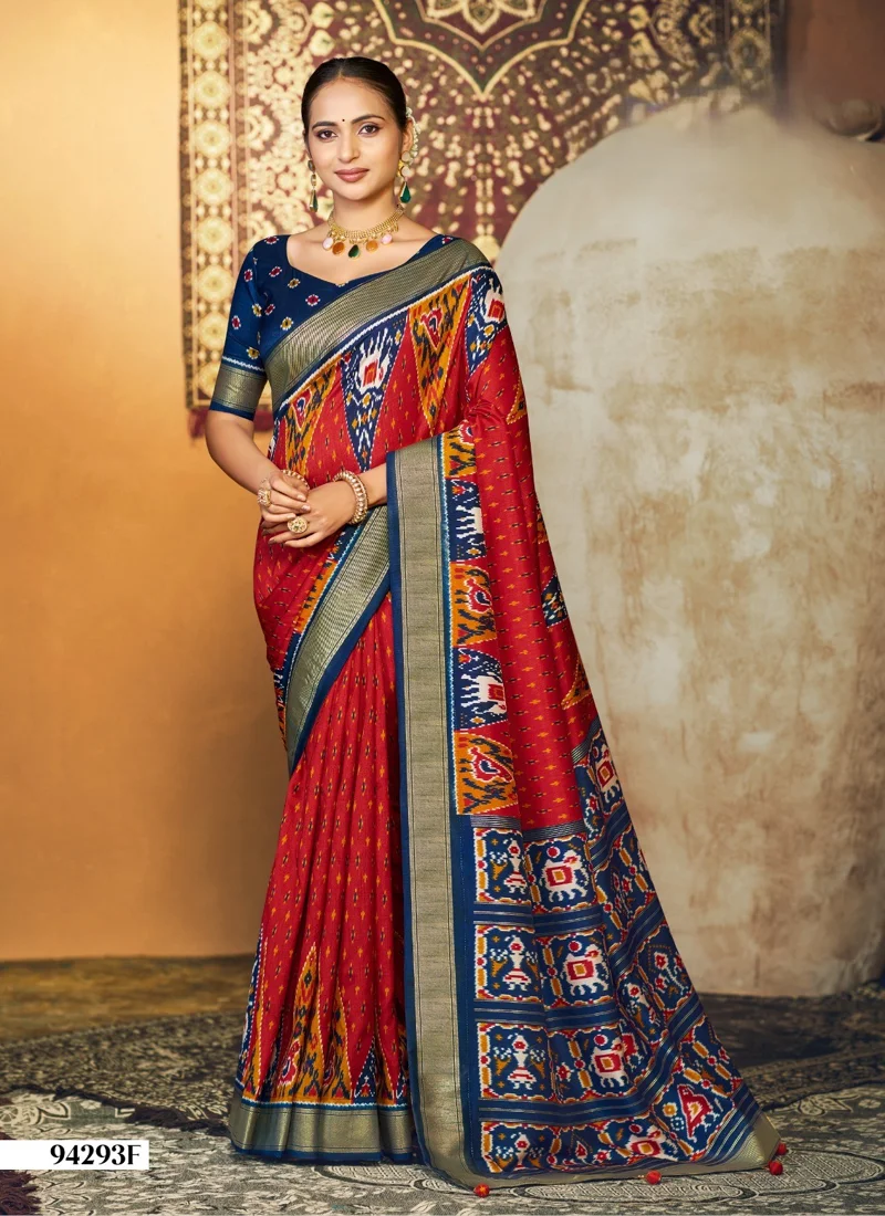 Red Dola Silk Printed Designer Saree for Women - HLS00147