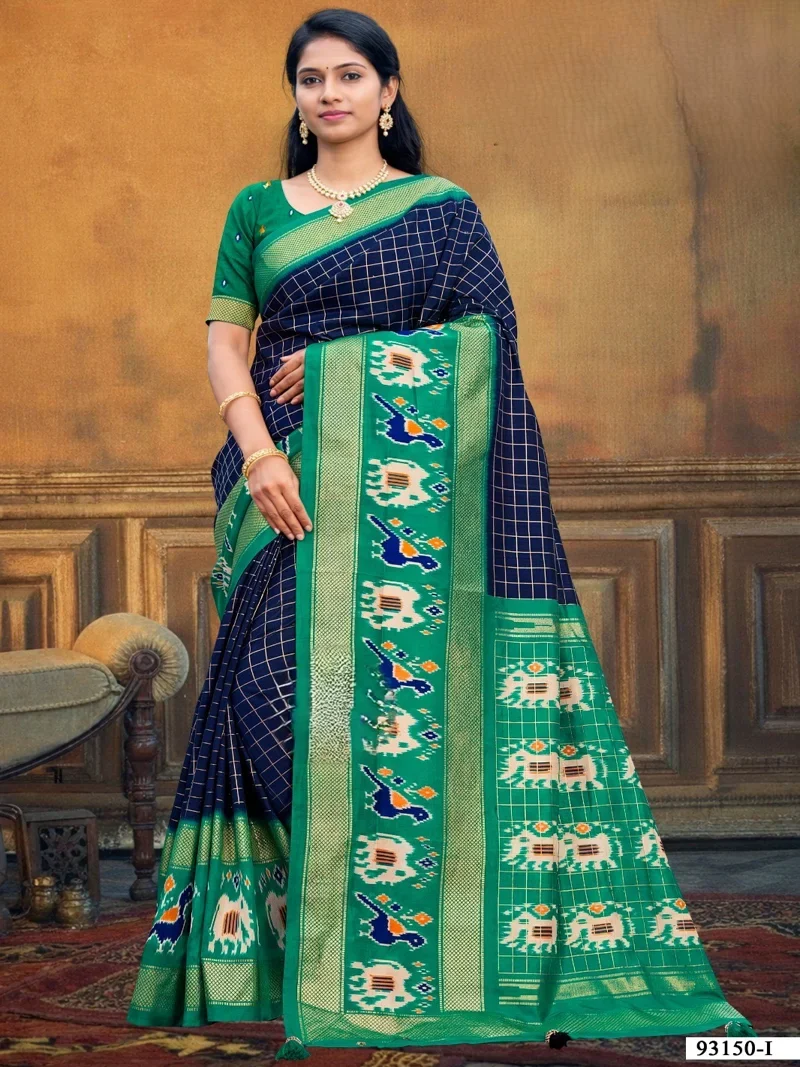 Blue Dola Silk Printed Designer Saree for Women - HLS00148