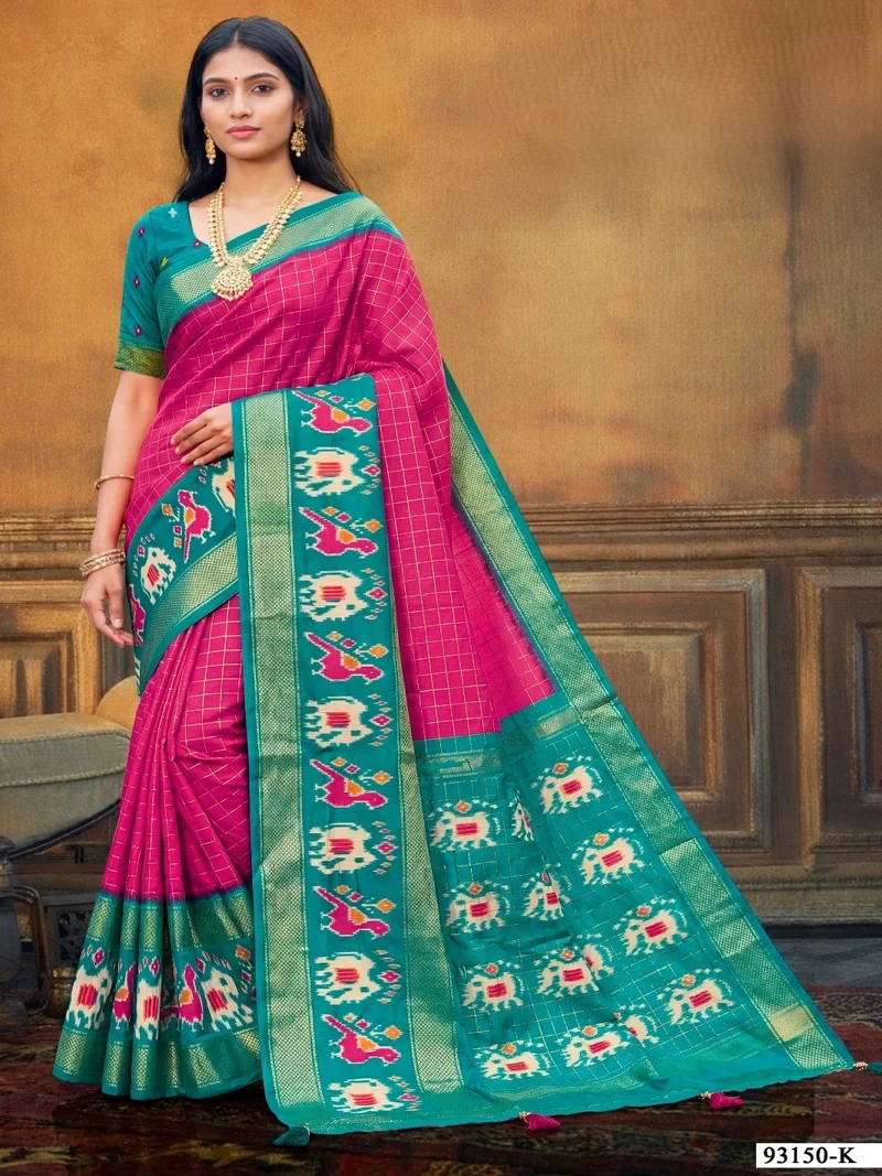 Pink Dola Silk Printed Designer Saree for Women - HLS00150