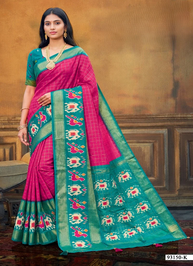 Pink Dola Silk Printed Designer Saree for Women - HLS00150
