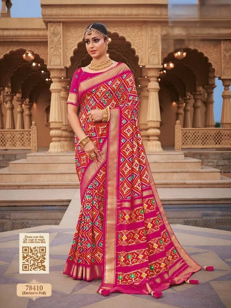 Red Dola Silk Printed Designer Saree for Women - HLS00151