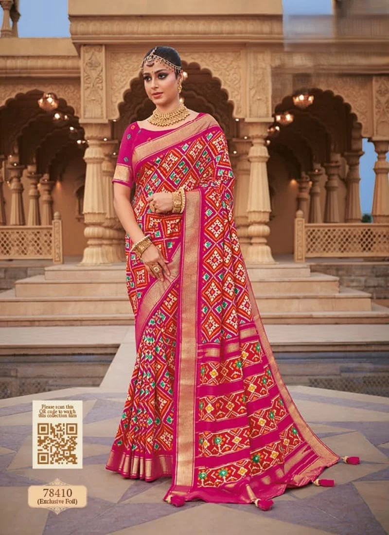 Red Dola Silk Printed Designer Saree for Women - HLS00151