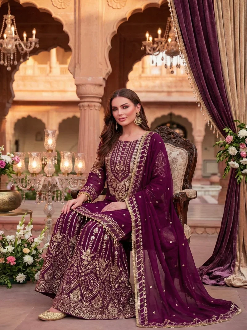 Wine Designer Wedding Wear Wear for Women - HLS0060
