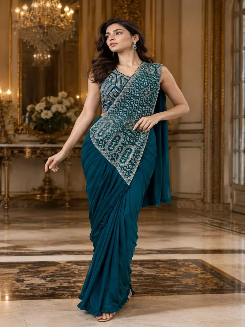 Sea Green Designer Wedding Wear for Women - HLS0063
