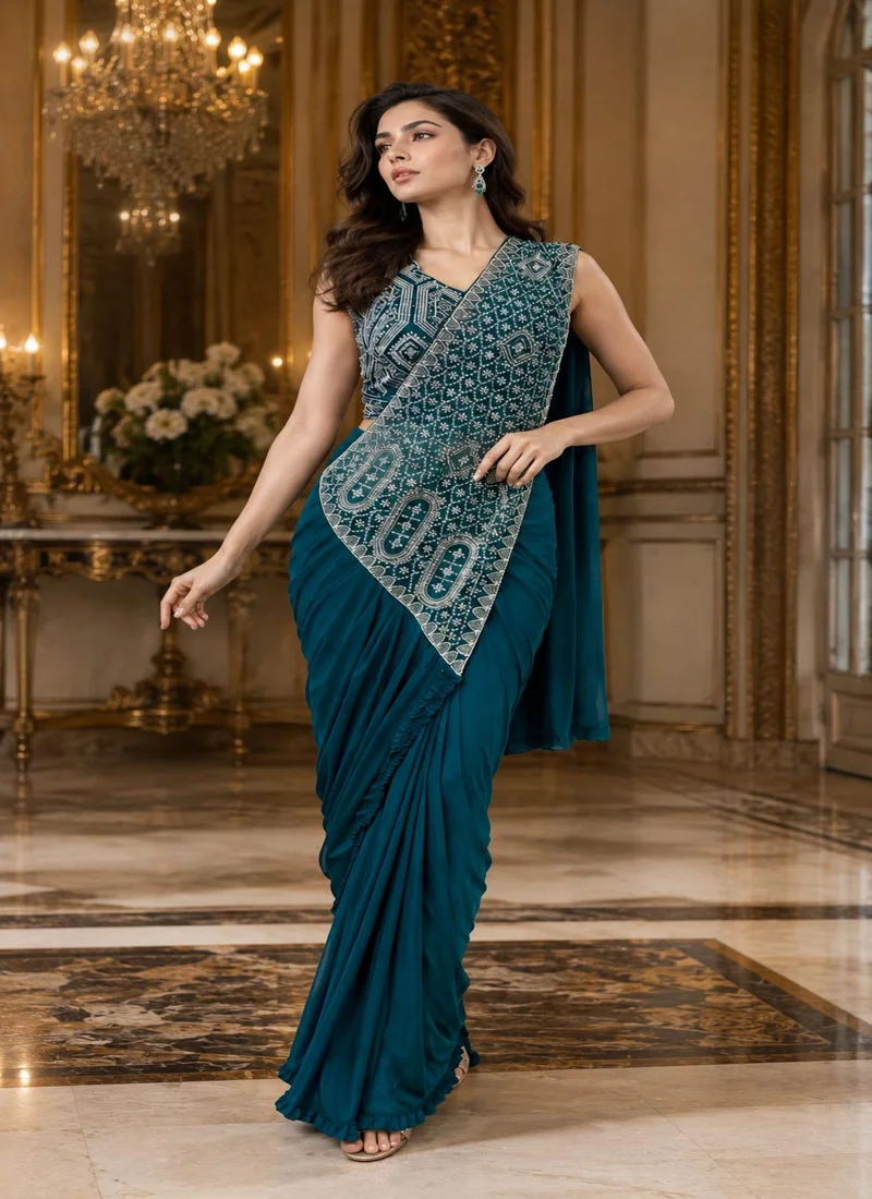 Sea Green Designer Wedding Wear for Women - HLS0063