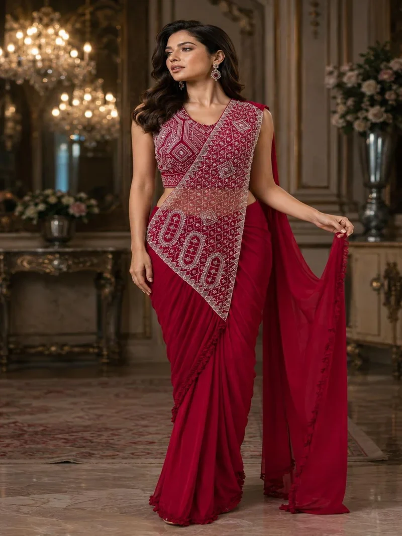 Dark Pink Designer Wedding Wear for Women - HLS0065
