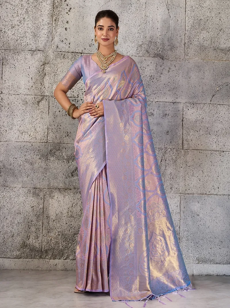 Purple Kanjivaram silk Blend Jacquard Silk Light Designer Saree (HLS0003)