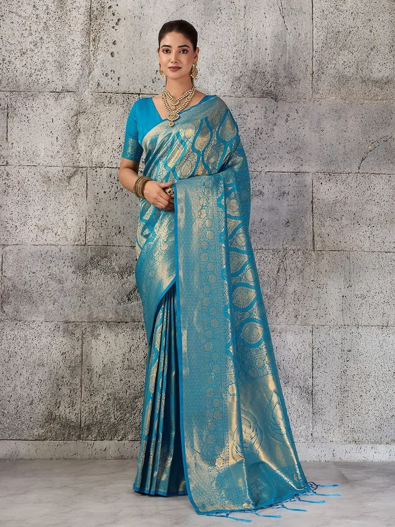 Green RamaKanjivaram silk Blend Jacquard Silk Designer Saree (HLS0004)
