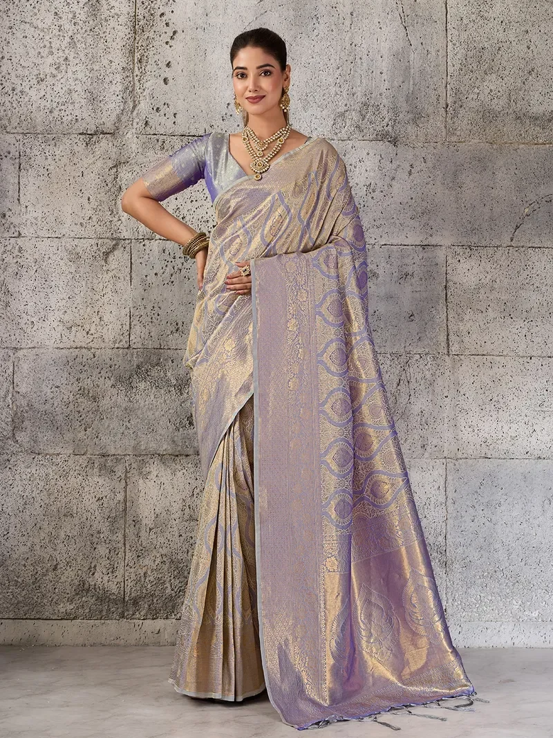 Purple Kanjivaram silk Blend Jacquard Silk Designer Saree (HLS0006)