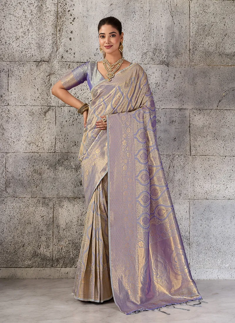Purple Kanjivaram silk Blend Jacquard Silk Designer Saree (HLS0006)