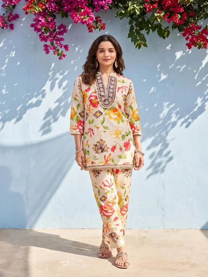Orange • Poly Cotton • Printed • Designer Co-ord Set - 2133
