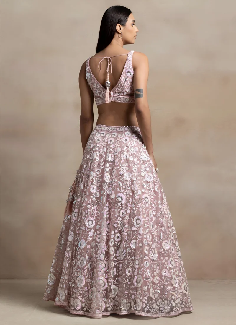 Pink Net Sequins Embroidery Designer Lehenga Choli for Women - 5126-Pink