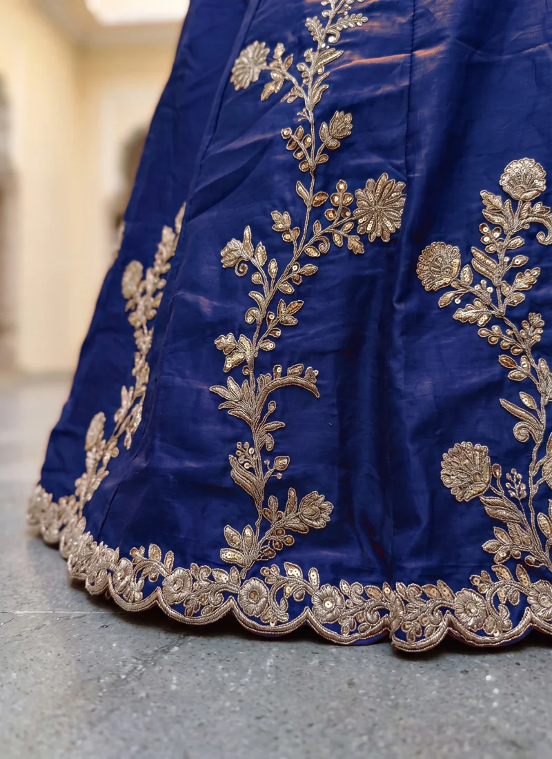Blue Rangoli Silk Zari, Dori and Sequins Embroidery Work Designer Lehenga Choli for Women - 5135-Blue
