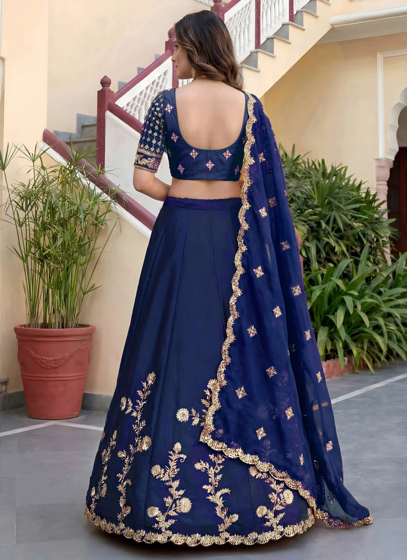 Blue Rangoli Silk Zari, Dori and Sequins Embroidery Work Designer Lehenga Choli for Women - 5135-Blue