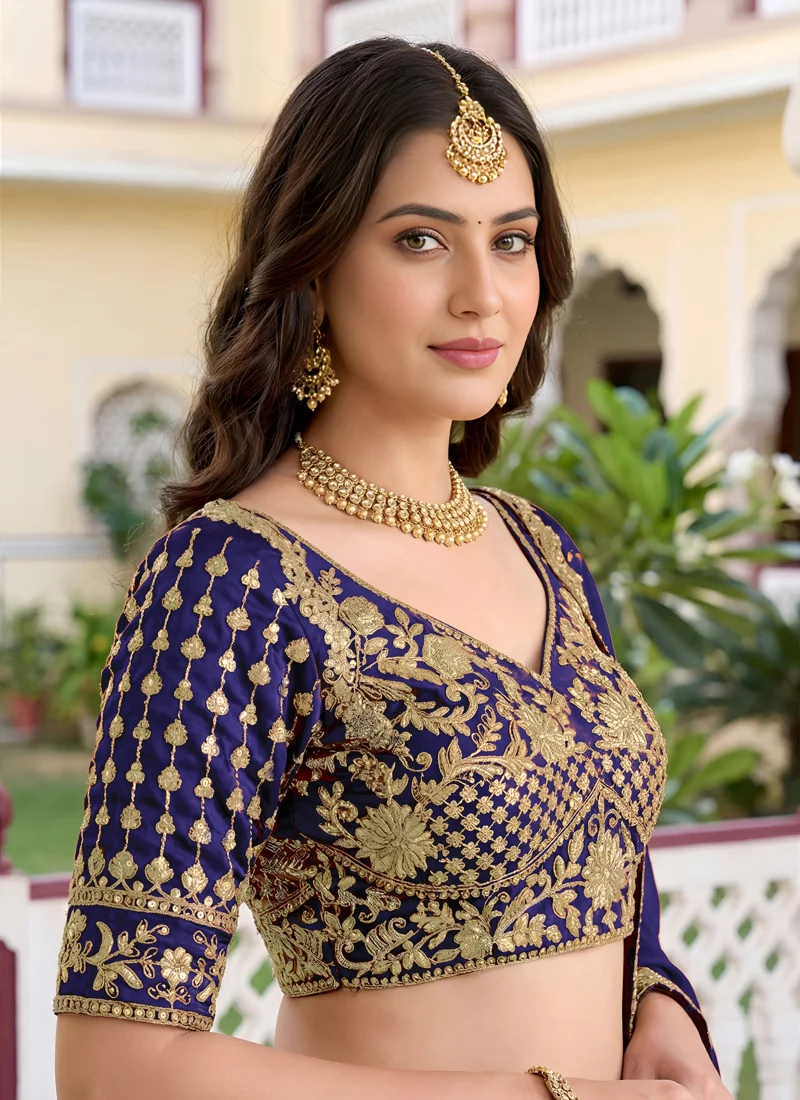 Blue Rangoli Silk Zari, Dori and Sequins Embroidery Work Designer Lehenga Choli for Women - 5135-Blue
