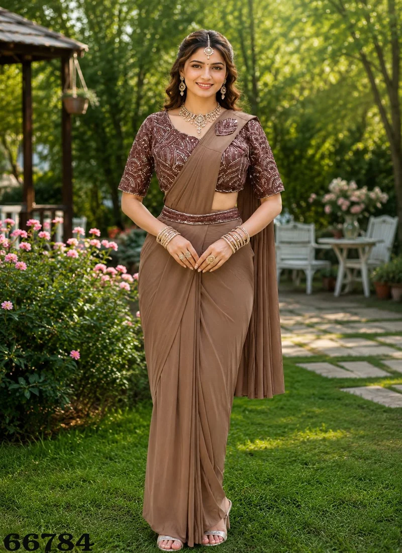 Blue Premium Lycra Embroidered Designer Saree for Women - Aarika-1