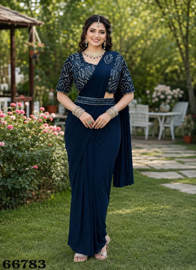 Brown Premium Lycra Embroidered Designer Saree for Women - Aarika-2