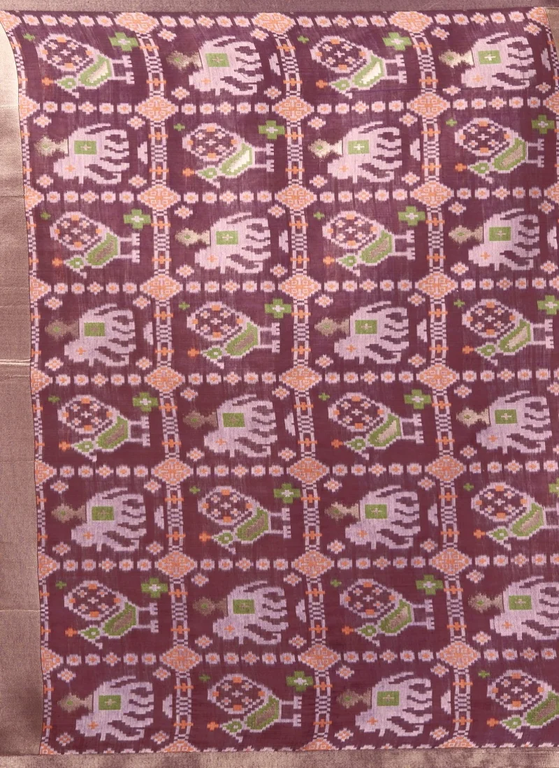 Pink • zari border patola pallu with Fancy Tassels • Printed • Designer Saree - Shanaya5 - Image 3