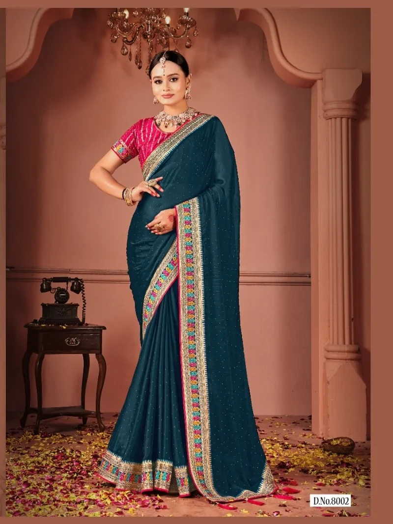 Bottle Green Rangoli Silk Heavy Lace Work Designer Saree for Women - Suma-8