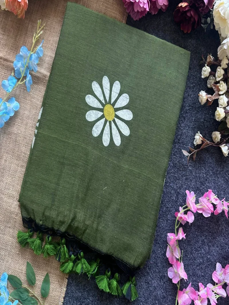 Green • Khadi Cotton • Printed • Designer Co-ord Set - Sunflower 02