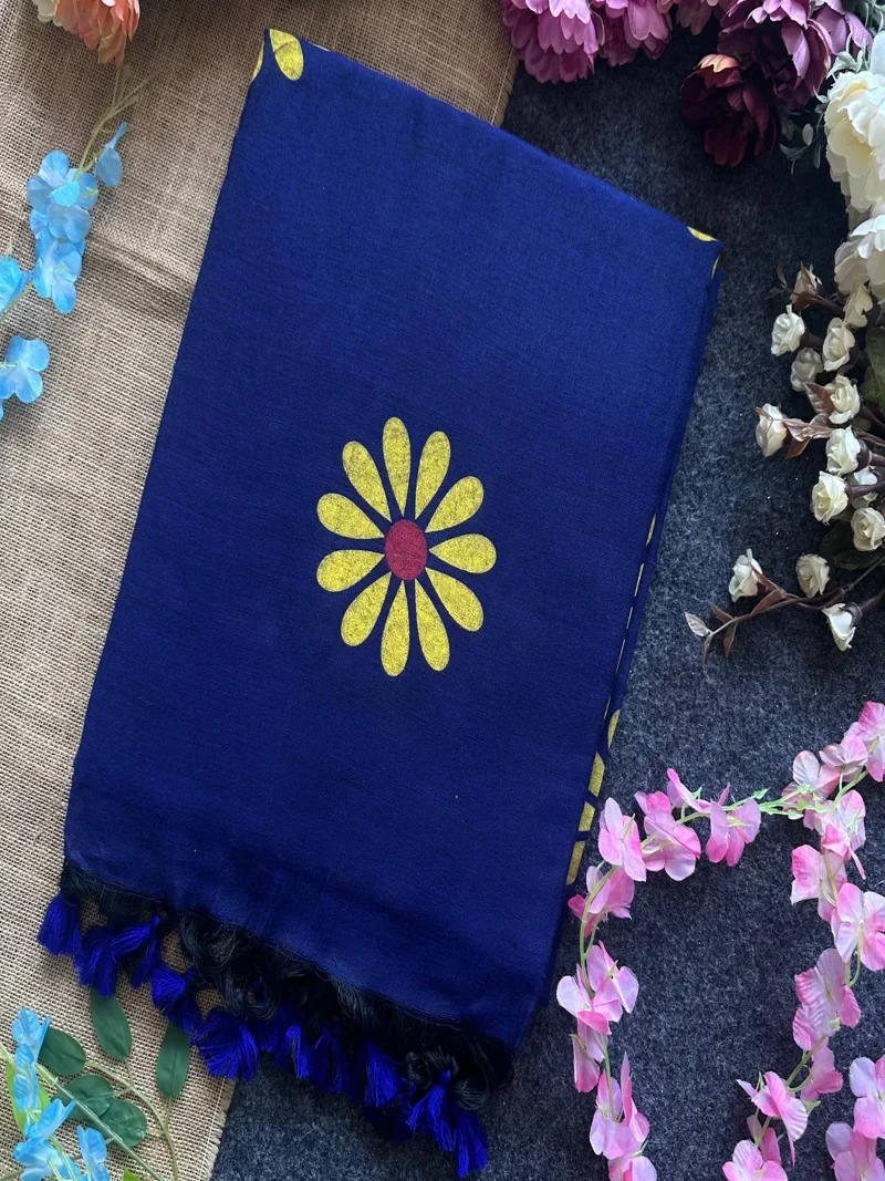Blue • Khadi Cotton • Printed • Designer Co-ord Set - Sunflower 07