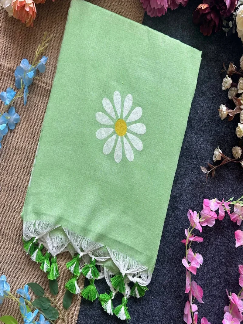 Light Green • Khadi Cotton • Printed • Designer Co-ord Set - Sunflower 08