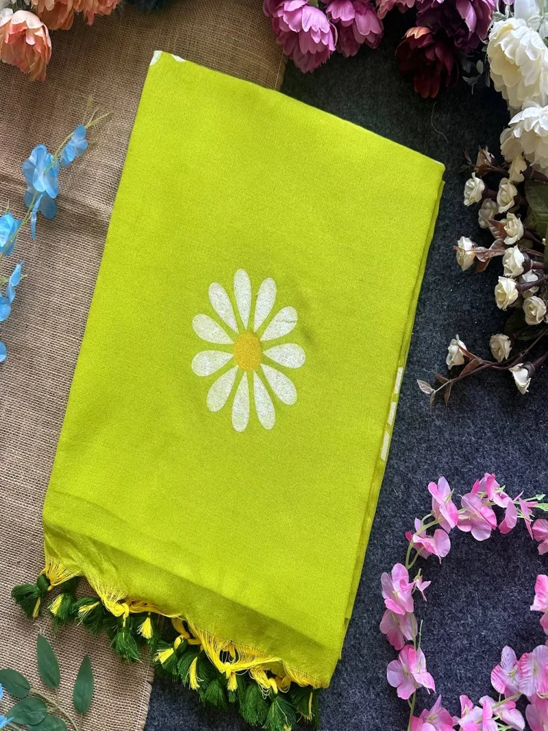 Lemon Green • Khadi Cotton • Printed • Designer Co-ord Set - Sunflower 09