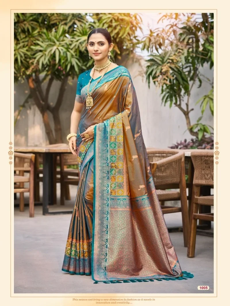 Yellow & Green Soft Silk Jacquard Silk Designer Saree for Women - Vrindavan_1