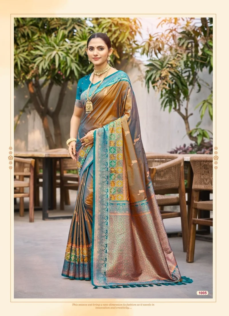 Yellow & Green Soft Silk Jacquard Silk Designer Saree for Women - Vrindavan_1
