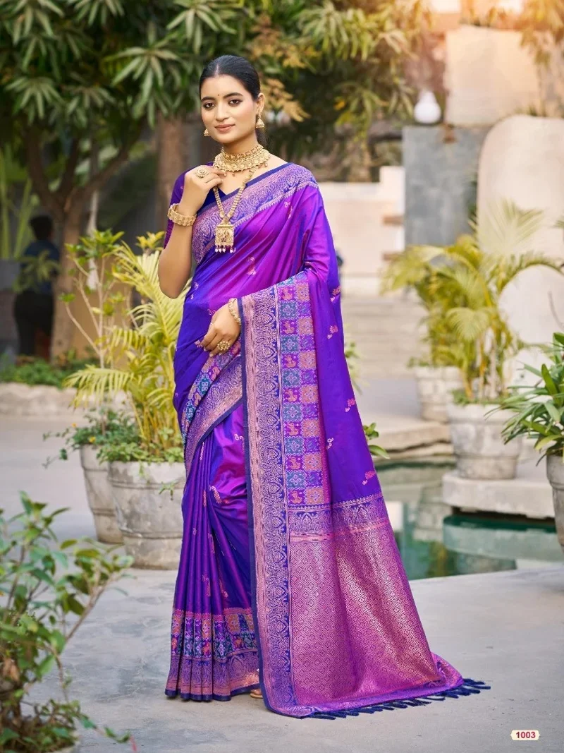 Purple Soft Silk Jacquard Silk Designer Saree for Women - Vrindavan_4