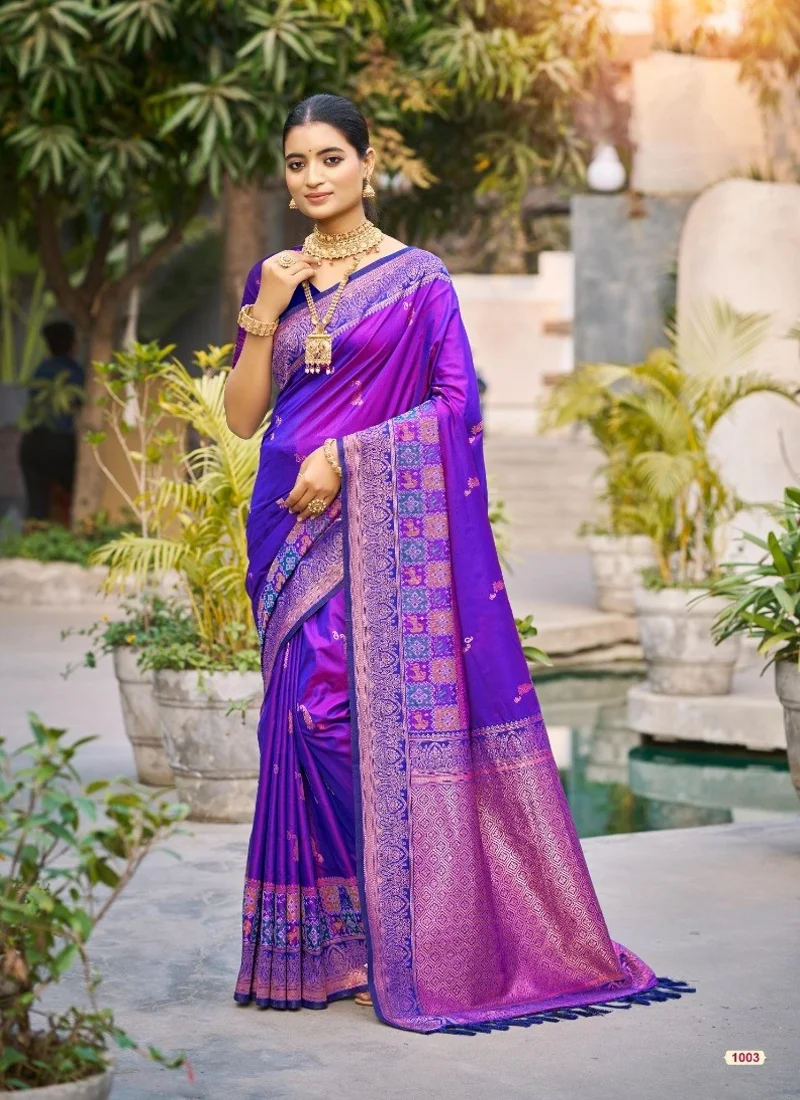 Purple Soft Silk Jacquard Silk Designer Saree for Women - Vrindavan_4