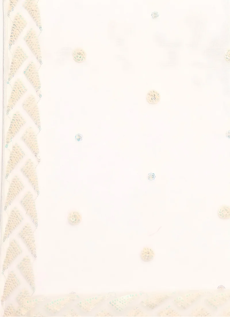 Cream Soft Net Multiple Sequins Embroidery Work Designer Lehenga Choli - 15101 - Image 4