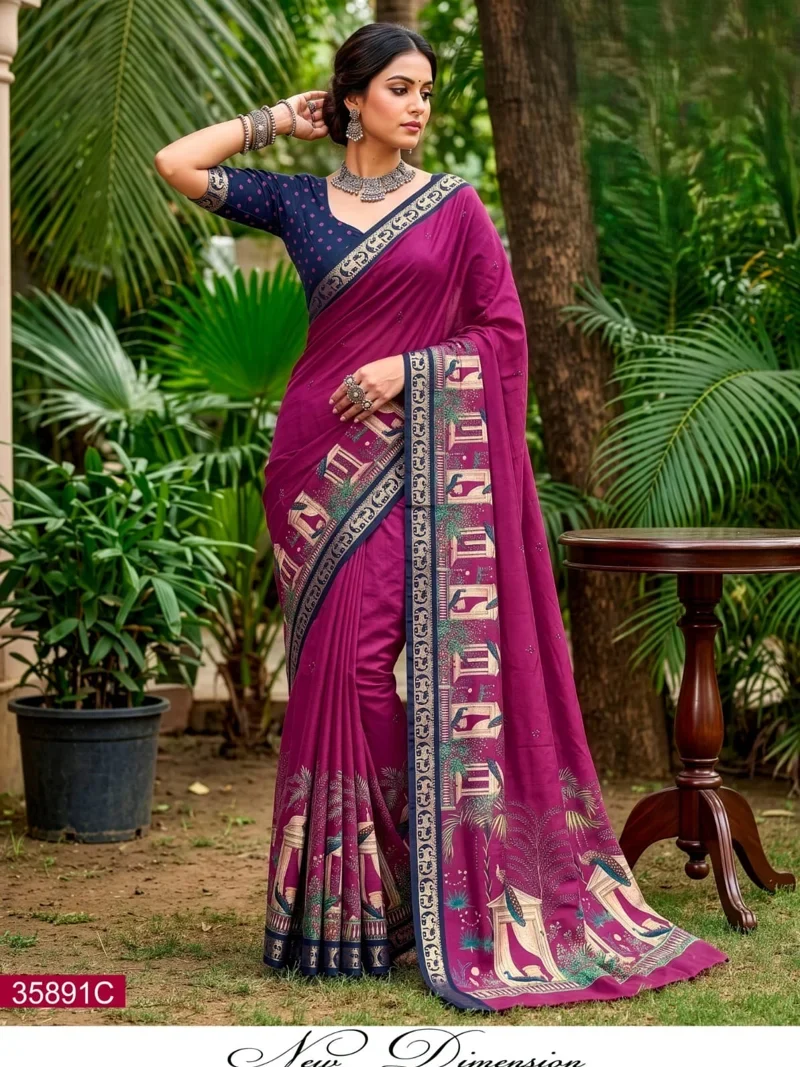 Rani Mul Cotton Printed Designer Saree - 358914