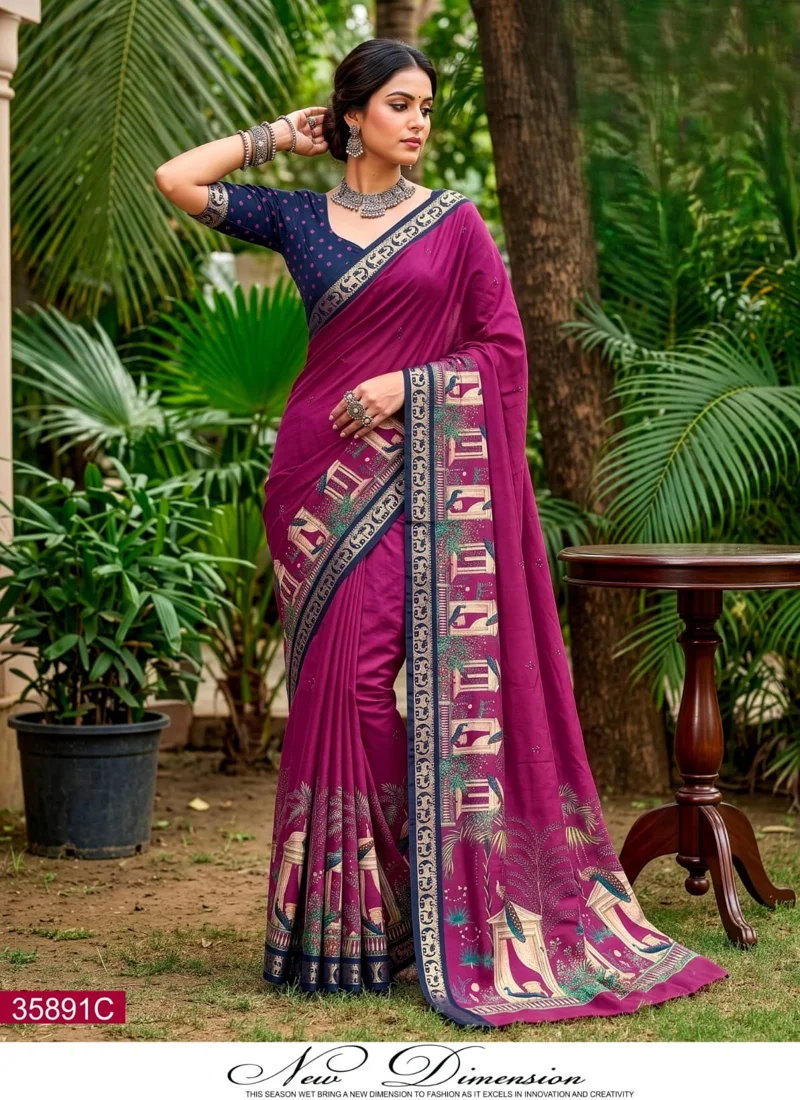 Rani Mul Cotton Printed Designer Saree - 358914