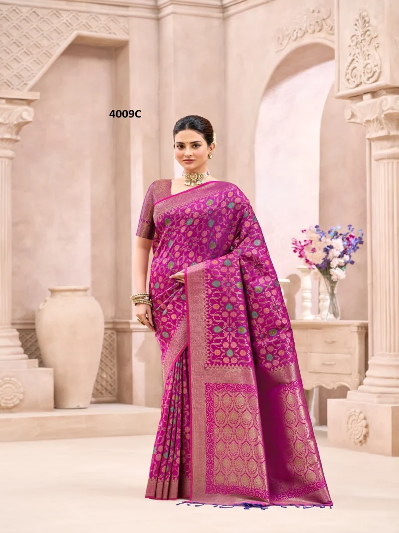 Pink Soft Silk Jacquard Print Designer Saree - 4009_1