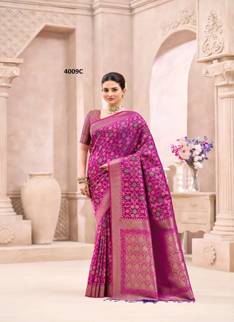 Pink Soft Silk Jacquard Print Designer Saree - 4009_1