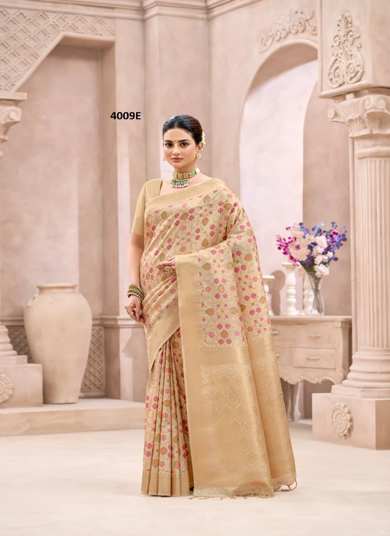 Golden Soft Silk Jacquard Print Designer Saree - 4009_2