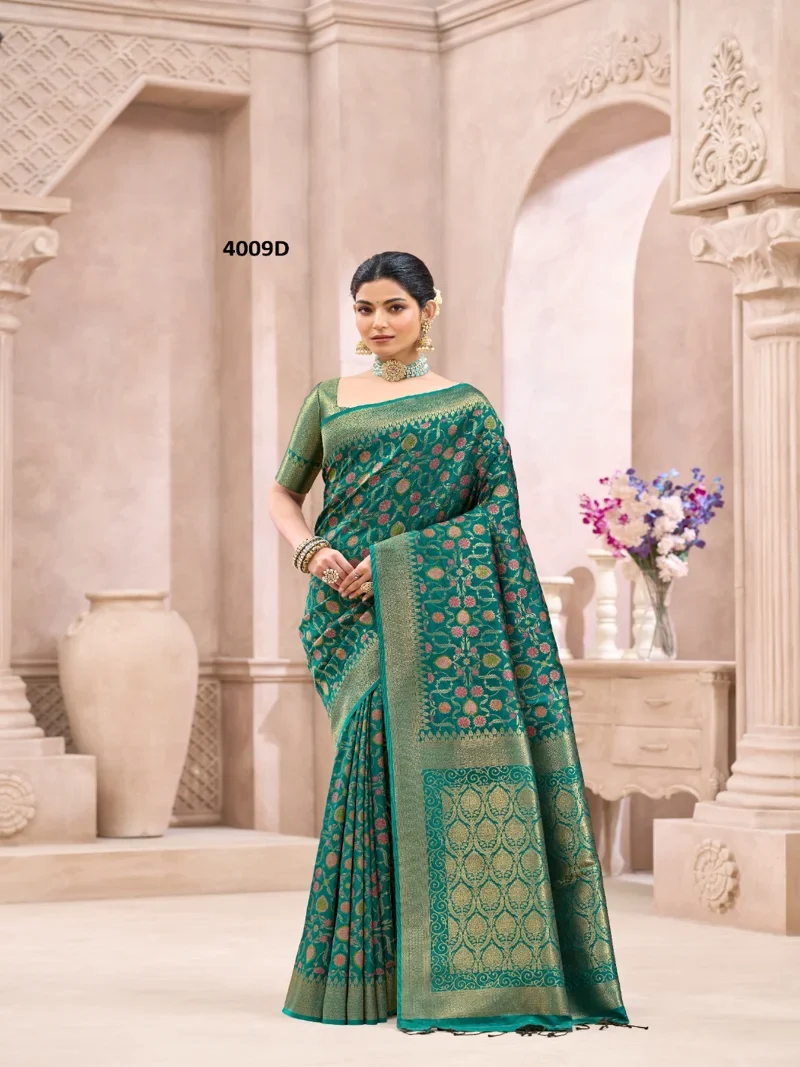 Bottle Green Soft Silk Jacquard Print Designer Saree - 4009_3