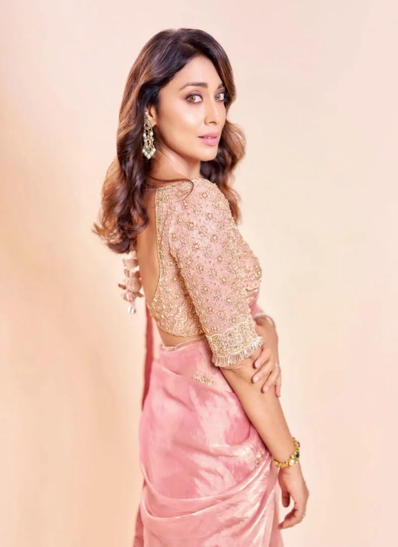 Peach Salsa Silk Pearl with Heavy Beads work Designer Saree - KD-637 - Image 8