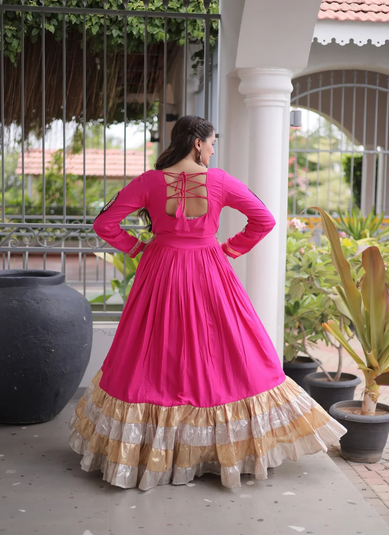 Dark Pink 14 KG Reyon Kutchi Gamthi Thread Work Designer Salwar Kameez - Image 3