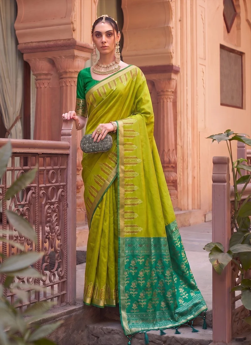 Green Dola Silk Jacquard Designer Saree - Shree_Shyam_Green