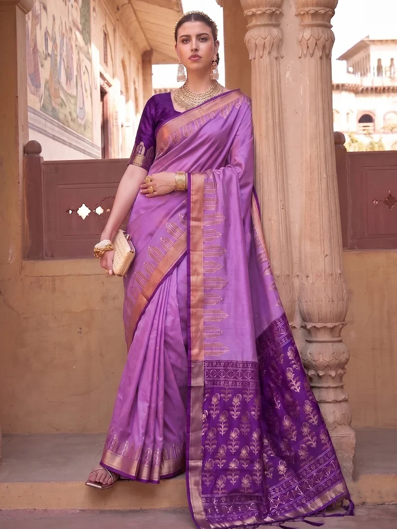 Light Purple Dola Silk Jacquard Designer Saree - Shree_Shyam_Light_Purple
